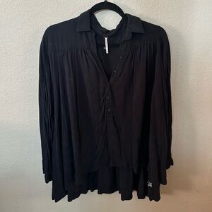 Free People Black Flowing Top